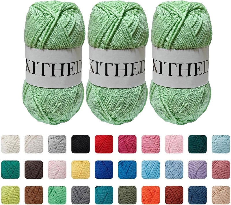 KITHED Cotton Yarn，10.5oz，526yard，3 Pack ，Soft Yarn for Crocheting and Knitting (12 Mint Green) - Image 1